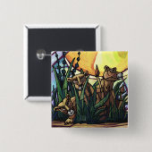 King Lion en Cubs Vierkante Button 5,1 Cm (Voorkant /achterkant)