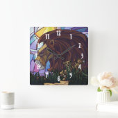 King Lion en Cubs Vierkante Klok (Huis)