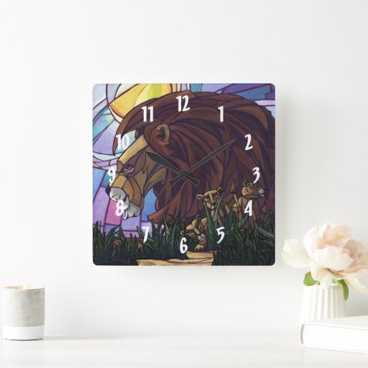King Lion en Cubs Vierkante Klok (Huis)