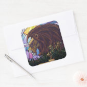 King Lion en Cubs Vierkante Sticker (Envelop)