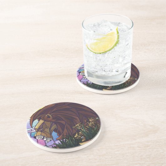 King Lion en Cubs Zandsteen Onderzetter (Zijkant)