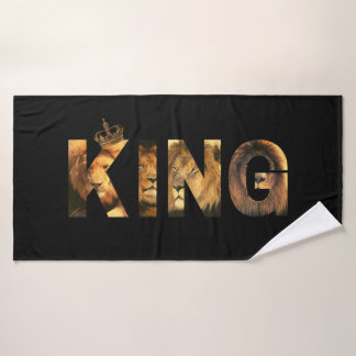 "KING Lion Lettering"-ontwerp op zwart Bad Handdoek