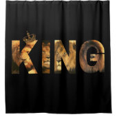 "KING Lion Lettering"-ontwerp op zwart Douchegordijn (Voorkant)