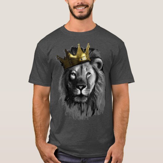 King Lion met Crown Street Art T-shirt (Voorkant)