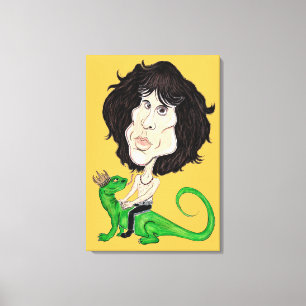 King Lizard Rockstar Caricature Drawing Canvas Afdruk