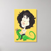 King Lizard Rockstar Karikatuur Tekening Canvas (Voorkant)