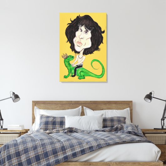 King Lizard Rockstar Karikatuur Tekening Canvas (Insitu (Slaapkamer))