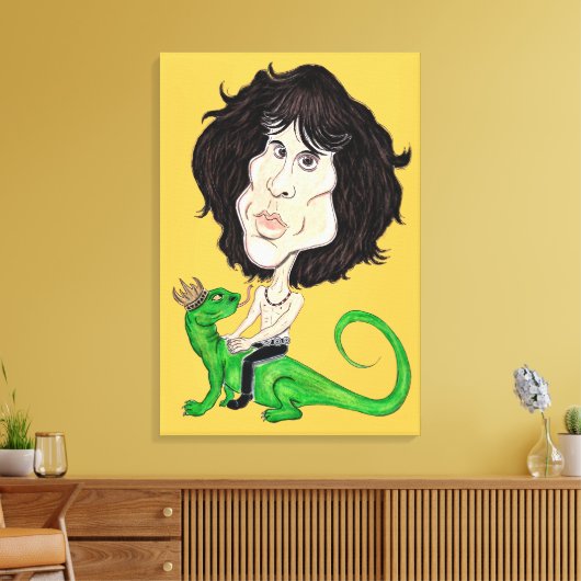 King Lizard Rockstar Karikatuur Tekening Canvas (Insitu (Woonkamer))
