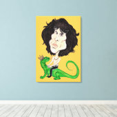 King Lizard Rockstar Karikatuur Tekening Canvas Afdruk (Insitu (Houten vloer))