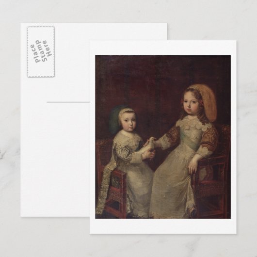 King Louis XIV (1638-1715) als kind met Philipp Briefkaart (Voorkant / Achterkant)