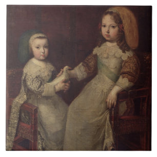 King Louis XIV (1638-1715) als kind met Philipp Tegeltje