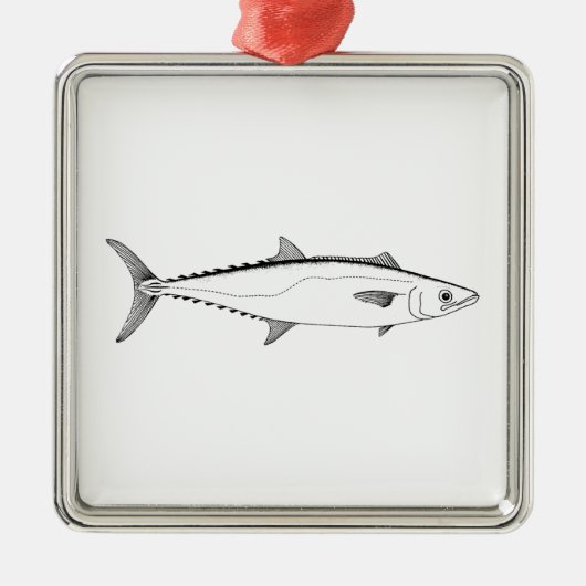 King Mackerel Line Art Metalen Ornament (Voorkant)