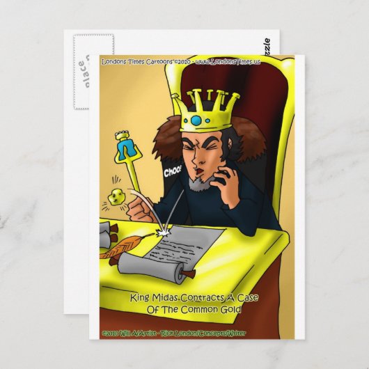 King Midas vangt Common Gold Funny Gifts T - shirt Briefkaart (Voorkant / Achterkant)