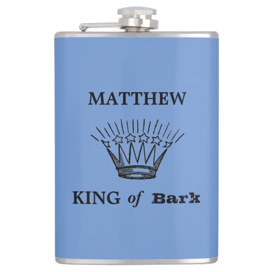 King of Bark Grappig Blauw Heupfles (Voorkant)