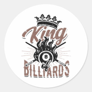 King of Billiards - 8-ll zwembad en krijt Ronde Sticker