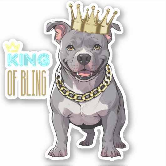 King of Bling Custom Pitbull Bully Ras Sticker (Voorkant)