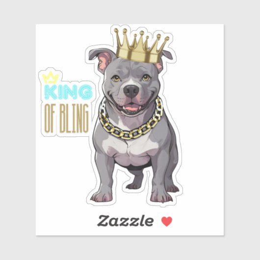King of Bling Custom Pitbull Bully Ras Sticker (Vel)