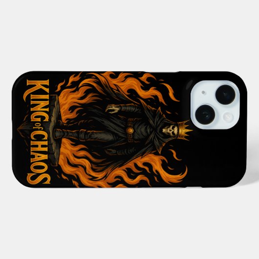 King of Chaos iPhone 15 Barely There Case Gothic (Achterkant (horizontaal))