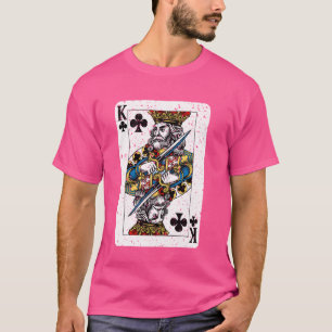 King of Clubs Deck van Speelkaarten Retro T-shirt