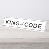 King of Code Funny Gift Computer Programmer Bureau Naambordje (Voorkant)