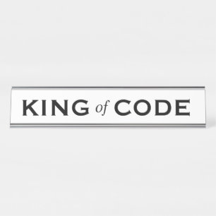 King of Code Funny Gift Computer Programmer Bureau Naambordje