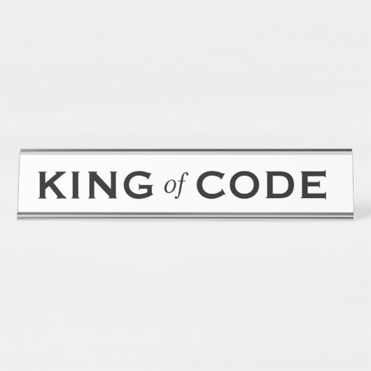 King of Code Funny Gift Computer Programmer Bureau Naambordje (Voorkant)