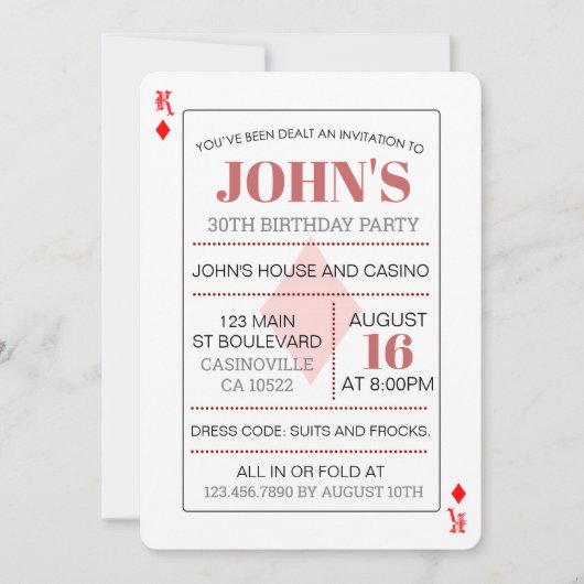 King of Diamonds Casino Poker-speelkaart Kaart (Voorkant)