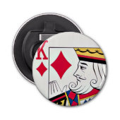 King of Diamonds Kaart Gezicht Knop Fles Opener (Voorkant)