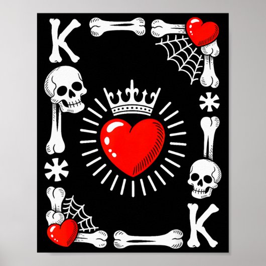 King Of Hearts Card Costume Funny Halloween King O Poster (Voorkant)