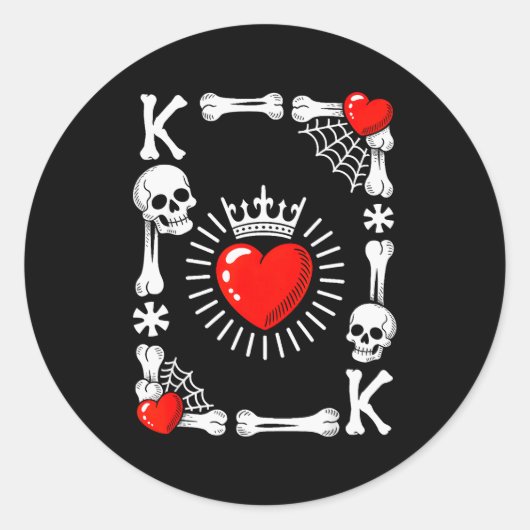 King Of Hearts Card Costume Funny Halloween King O Ronde Sticker (Voorkant)