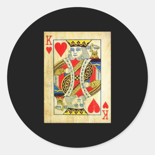 King Of Hearts Card Deck Old Ronde Sticker (Voorkant)