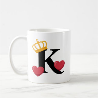 King of Hearts Crowned K Emblem Koffiemok