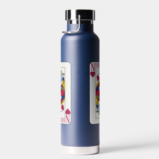 King of Hearts Custom Name Play Card Roestless Waterfles (Rechts)