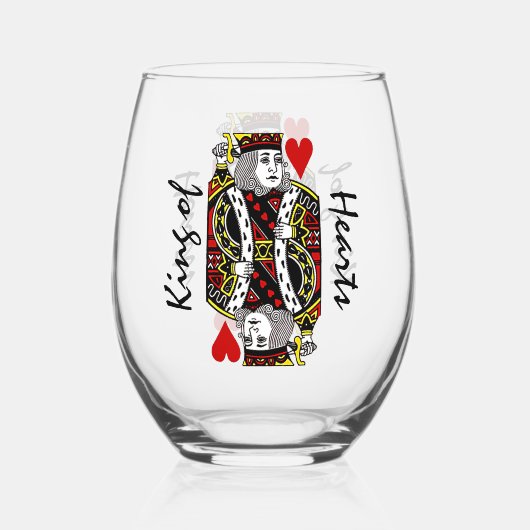 King of Hearts Design Stemless wijnglas Wijnglas Zonder Voet (Voorkant)