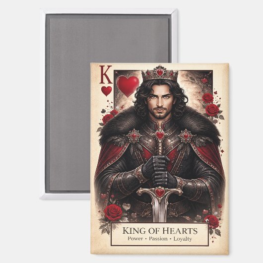 King of Hearts Gothic Tarot Card Magnet (Voorkant / Achterkant)