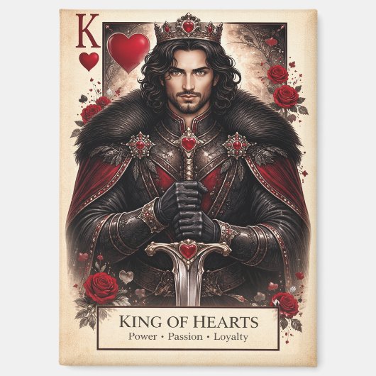 King of Hearts Gothic Tarot Card Magnet (Voorkant)
