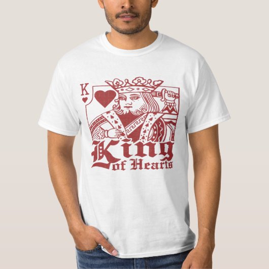 King of Hearts Kaart speelt Mannen van Valentijn T-shirt (Voorkant)