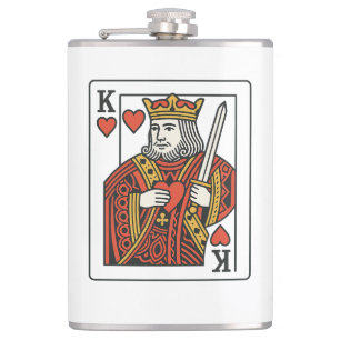 King of Hearts: koninklijk rood en goud Heupfles