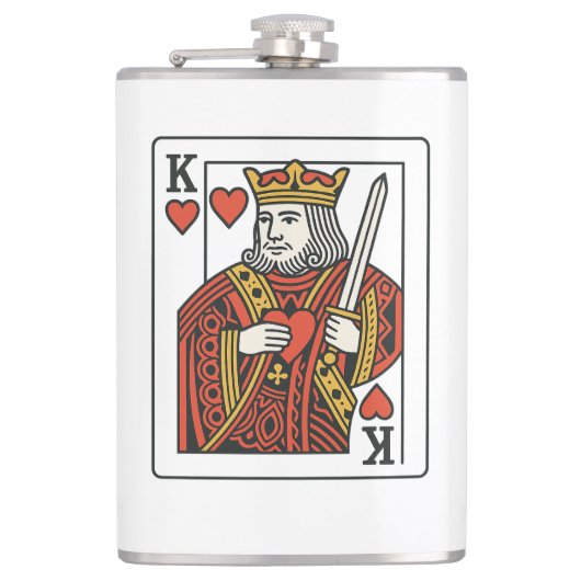 King of Hearts: koninklijk rood en goud Heupfles (Voorkant)