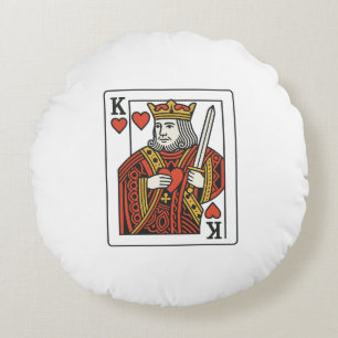King of Hearts: koninklijk rood en goud Rond Kussen