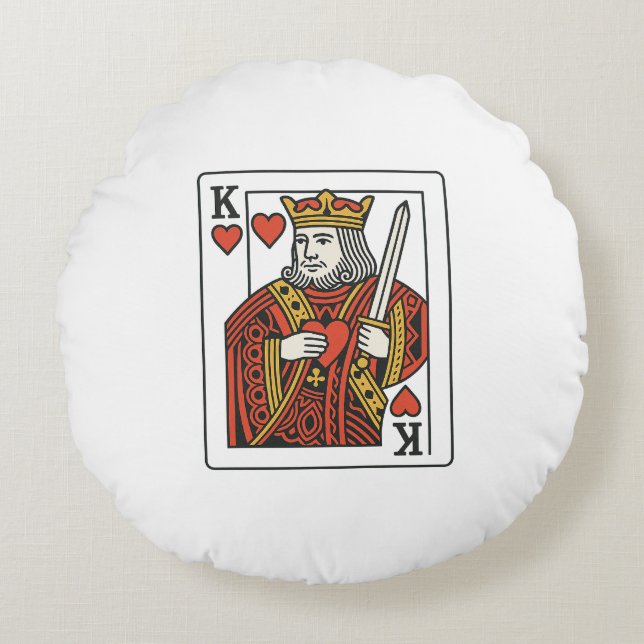 King of Hearts: koninklijk rood en goud Rond Kussen (Voorkant)