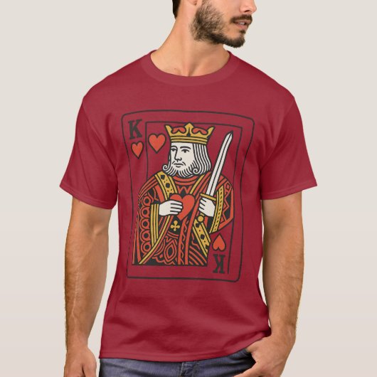 King of Hearts: koninklijk rood en goud T-shirt (Voorkant)