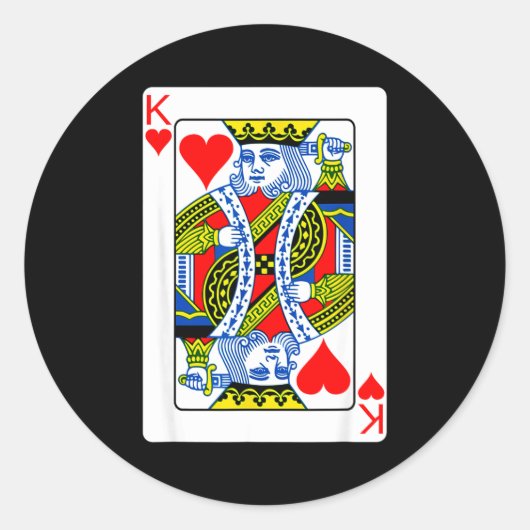 King Of Hearts Playing Card Valentine Costume  Ronde Sticker (Voorkant)