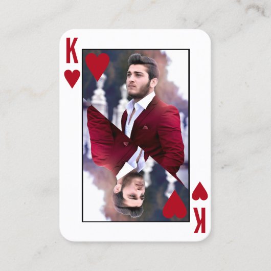 King of Hearts Rood Wit Foto Poker Casino Visitekaartje (Voorkant)