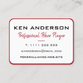 King of Hearts Rood Wit Foto Poker Casino Visitekaartje (Achterkant)