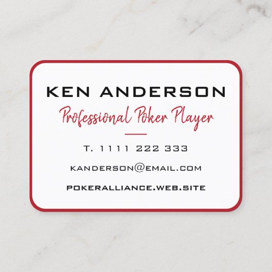 King of Hearts Rood Wit Foto Poker Casino Visitekaartje (Achterkant)