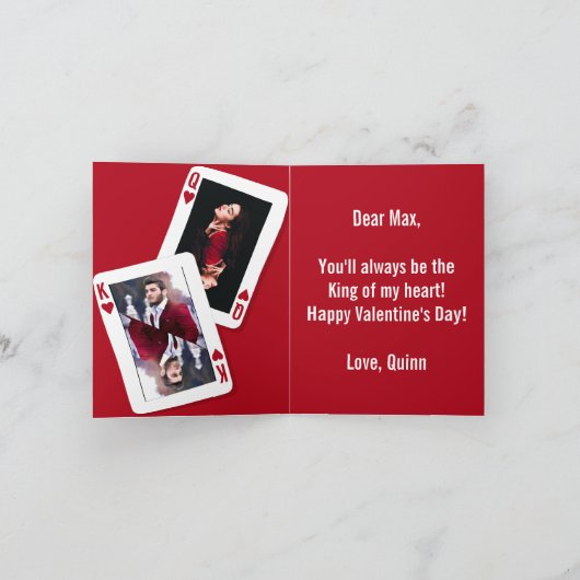 King of Hearts Rood Wit Foto Valentijnsdag Kaart (Binnen)
