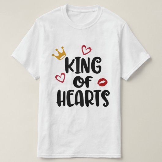 King of Hearts Valentijnsdag Rood/Wit Liefde T-shirt (Design voorkant)