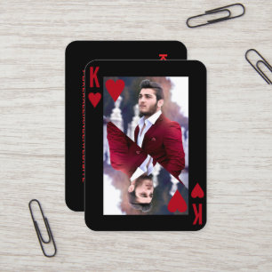 King of Hearts Zwart Rood Foto Poker Speler Visitekaartje