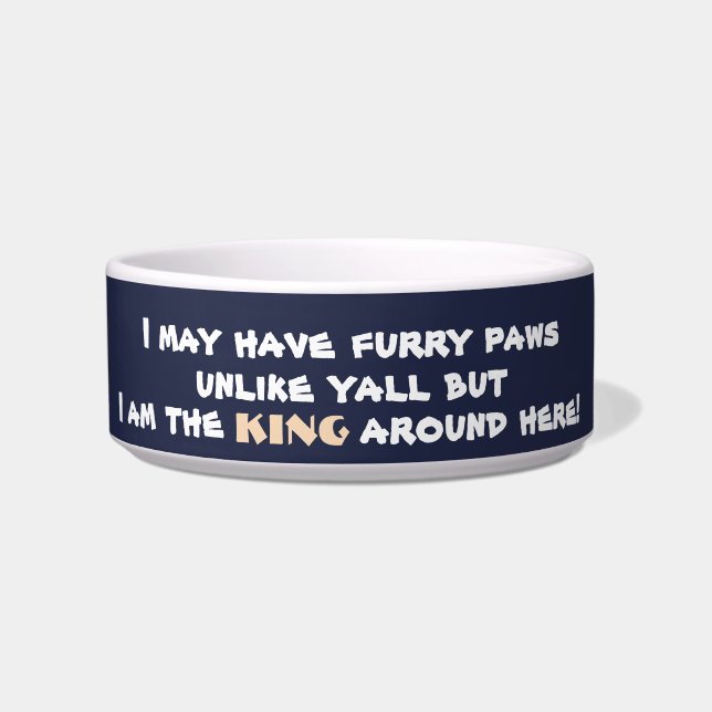 King of House Funny Quote Blue Boy Dog Voerbakje (Voorkant)